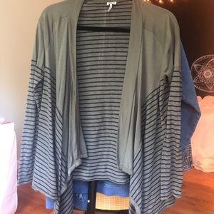 Hunter Green & navy striped buttery soft cardigan